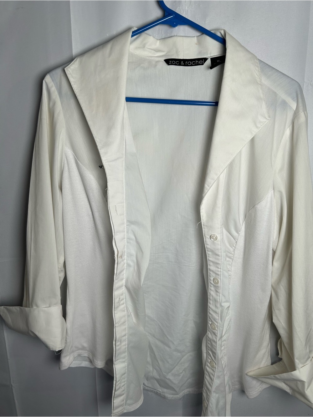 Zac & Rachel Cream Ruffled Front Blouse - Picture 8 of 13